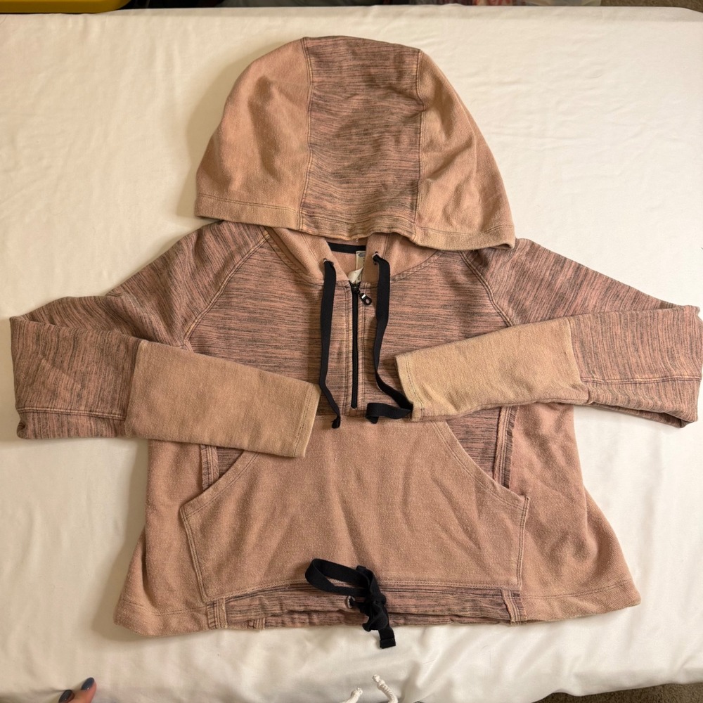 FP Movement Free People Quarter Zip Hoodie Dusty Rose Space Dye XS